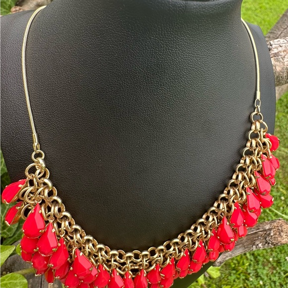 Gold and Red Teardrop Necklace - Picture 2 of 5